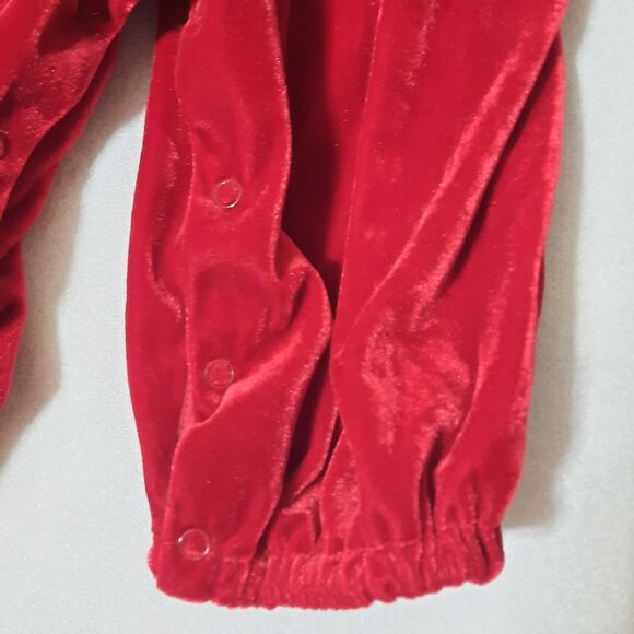 Vintage Rare Editions Christmas Red Velvet Romper, Lace, Ribbons, Holiday Jumper - Picture 8 of 13